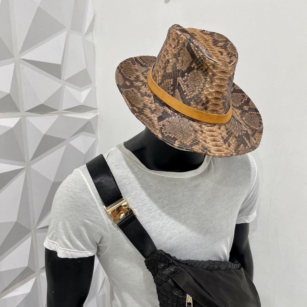 King Python Leather Hat